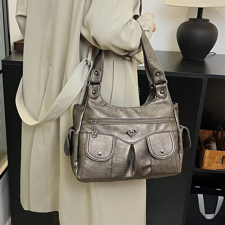 Damen-Tragetasche aus weichem Leder mit mehreren Taschen💗💗Extra großes Fassungsvermögen für all Ihre Habseligkeiten