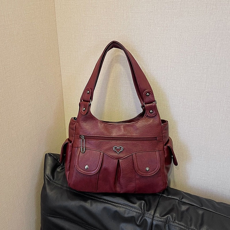 Damen-Tragetasche aus weichem Leder mit mehreren Taschen💗💗Extra großes Fassungsvermögen für all Ihre Habseligkeiten