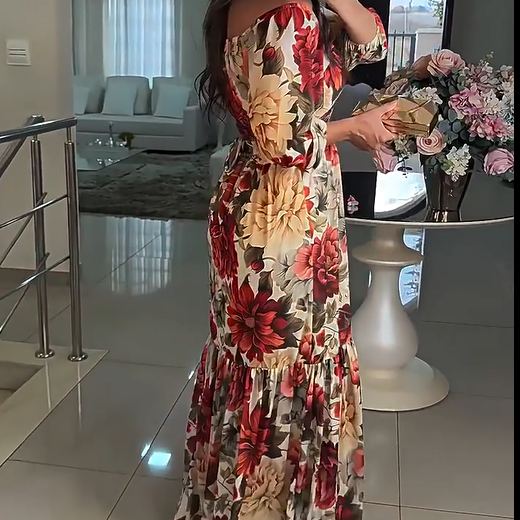🌹 HOT SALE 50% OFF 🌹 Damen V-Ausschnitt Floral Printed Plissee Kleid