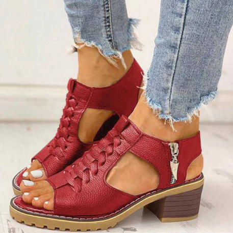 👠Orthopädische Sandalen mit Blockabsatz für Damen mit seitlichem Reißverschluss(🔥50% Rabatt)