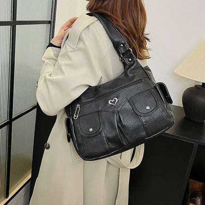Damen-Tragetasche aus weichem Leder mit mehreren Taschen💗💗Extra großes Fassungsvermögen für all Ihre Habseligkeiten