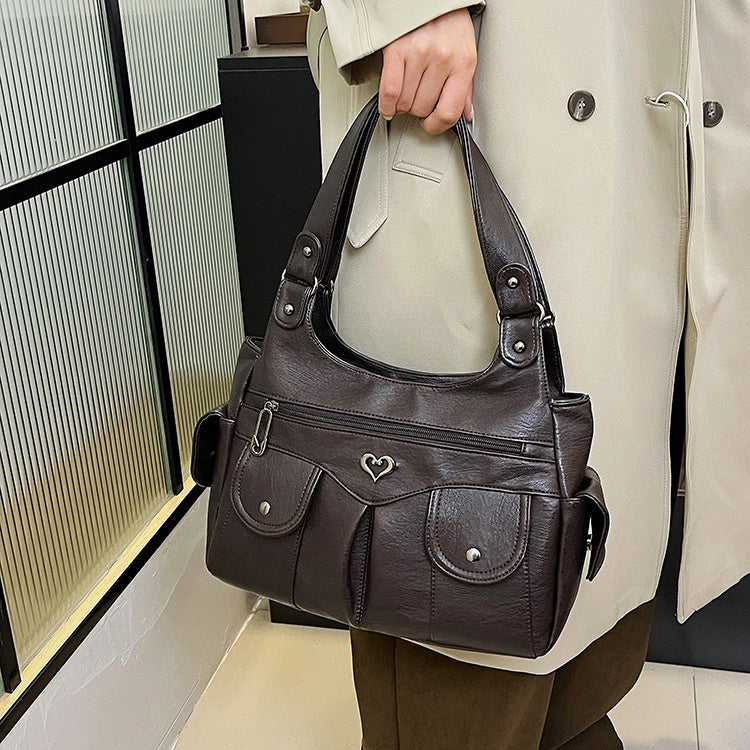 Damen-Tragetasche aus weichem Leder mit mehreren Taschen💗💗Extra großes Fassungsvermögen für all Ihre Habseligkeiten