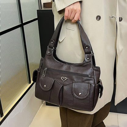 Damen-Tragetasche aus weichem Leder mit mehreren Taschen💗💗Extra großes Fassungsvermögen für all Ihre Habseligkeiten