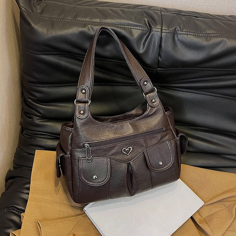 Damen-Tragetasche aus weichem Leder mit mehreren Taschen💗💗Extra großes Fassungsvermögen für all Ihre Habseligkeiten