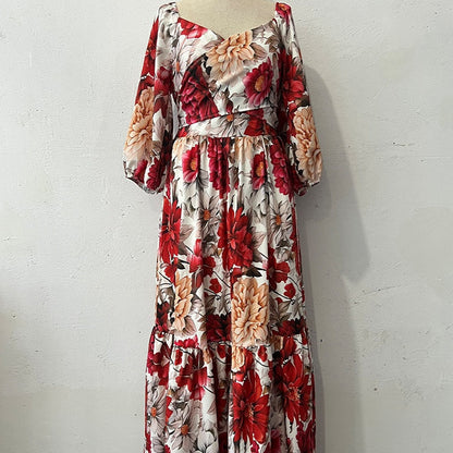 🌹 HOT SALE 50% OFF 🌹 Damen V-Ausschnitt Floral Printed Plissee Kleid