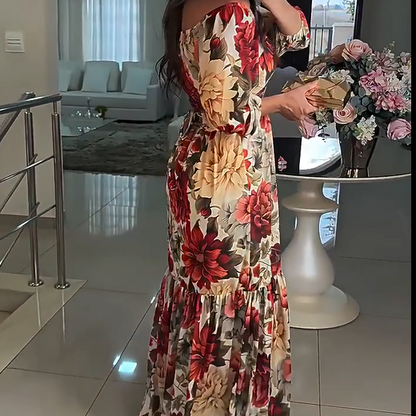 🌹 HOT SALE 50% OFF 🌹 Damen V-Ausschnitt Floral Printed Plissee Kleid